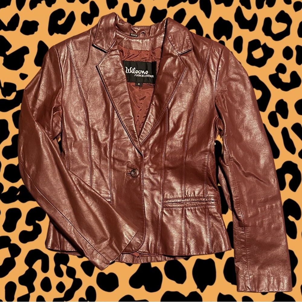 Vintage chocolate leather blazer